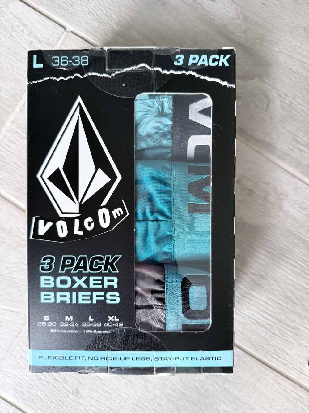 Volcom 3-Pack Boxer Briefs in Teal and Black